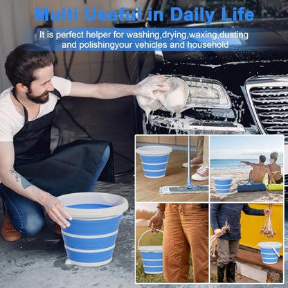 GOLDFOX Collapsible Bucket-10L (2.6 Gallon) Bucket for Cleaning with Handle-Folding Foldable Portable Plastic Water Supplies,Collapsible Bucket for Car Wash Camping Garden - Blue - color: Blue