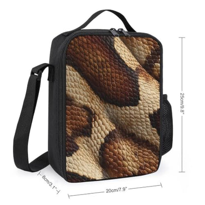 Snake Skin Texture Lunch Box Cooler Bag for Women Men | unisex adult,portable,insulated,adjustable strap,washable,bottle pocket