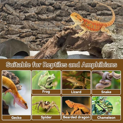 2PCS Natural Cork Terrarium Background,11.81 x 11.81 Inch Reptile Bark Background 3D Bearded Dragon Tank Climbing Mat Habitat Decoration for Lizard Gecko Chameleon Tortoise Snake Spider Frog - size: 【11.81 x 11.81 In】