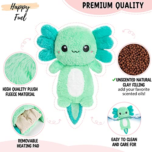 Axolotl Microwavable Unscented Heating Pad for Women and Kids- Cute Soft Cozy Pillow Plush Heatable Warm Stuffed Animals - Kawaii Hot and Cold Plushie Food Toy - Axolotl Gifts for Girls and Boys Mint - style: Mint Axolotl