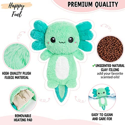 Axolotl Microwavable Unscented Heating Pad for Women and Kids- Cute Soft Cozy Pillow Plush Heatable Warm Stuffed Animals - Kawaii Hot and Cold Plushie Food Toy - Axolotl Gifts for Girls and Boys Mint - style: Mint Axolotl