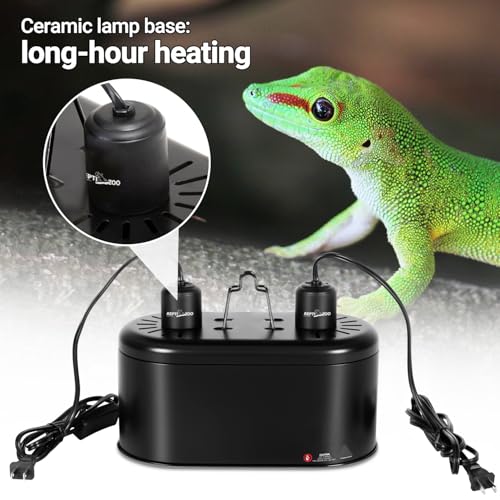 REPTI ZOO Dual Reptile Light Fixture for Reptile Dome UVB Lamp Fixture Dual Reptile Reflector Dome Lamp Cap Combo Integration Design Heat Lighting Lamp Kit - size: 1 Count (Pack of 1)