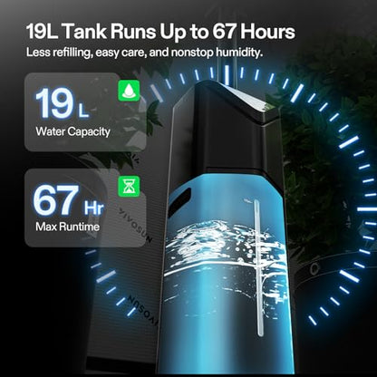 VIVOSUN AeroStream H19 Intelligent Environmental 19L Humidifier with Temp & Humidity Probe, Top Control Panel, Smart Remote Control, Designed Specifically for Use with Grow Tents | VPD Control, Smart Auto Humidity Adjustment, 19L Large Capacity, Grow Syst