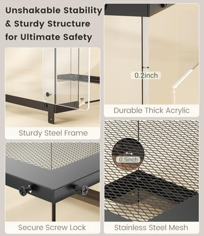 Turtle Basking Platform for 10-13 Inchs Wide Aquariums - Last Long Stainless Steel Supports & Mesh, Non-Slip Ramp for Aquatic Turtles, Turtle Tank Accessories(Large) - size: Fit 10-13 Inchs Wide