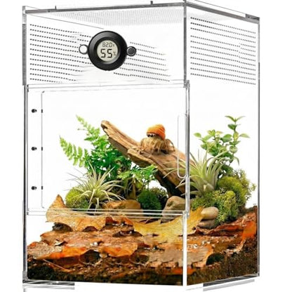 2PCS Magnetic Jumping Spider Enclosure Temperature and Humidity Monitor Digital Thermometer and Humidity Gauge for Reptile and Spider Tank Accessories (New Round)