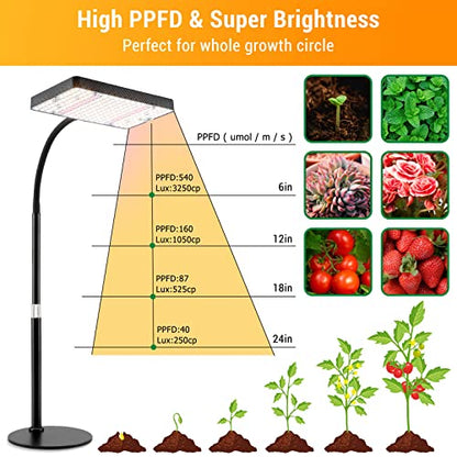 FECiDA Desk Grow Lights for Indoor Plants, Bonsai, Seed Starting, Seedlings | UV-IR In Full Spectrum, 25 Watt Power Draw, 16"-24" Height Adjustable, Simple Physical Switch, Plug and Play - size: TableTop-1Head-25W-OnOff