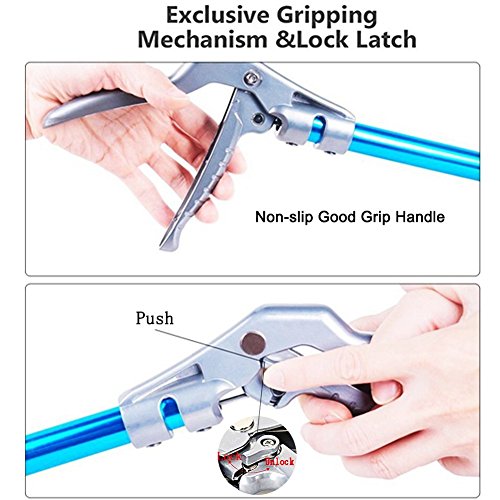 Snake Tong Catcher–Professional Reptile Rescue Grabber Aluminum Alloy with Wide Jaw Locking Mechanism and Comfort Grip for Safe Rattlesnake Control and Removal Tool (60inch Snake Tong) - style: 60inch Snake Tong