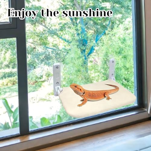 Large Bearded Dragon Hammock Foldable Reptile Lounger with Powerful Suction Cup Soft Lizard Window Perch Reptile Bed Breathable Bearded Dragon Accessories for Lizard Gecko Chameleon