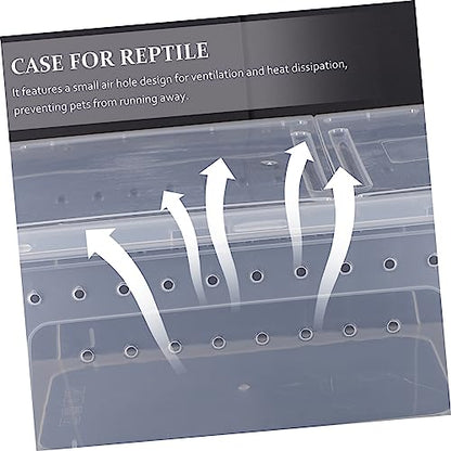 1Pc Plastic Transparent Reptile Feeding Box with Special Door for Gecko Snake Tortoise Spider Durable Material Escape Design for Reptile Care and Pets