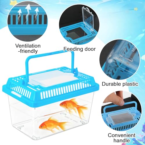 15 Pcs Small Plastic Reptile Carrier, Tarantula Enclosure Snake Breeding Box, Mini Fish Tank Portable, Beach Aquarium for Turtle Hermit Crab Spider Snake Bearded Lizard (5.1 x 3.5 x 3.5)