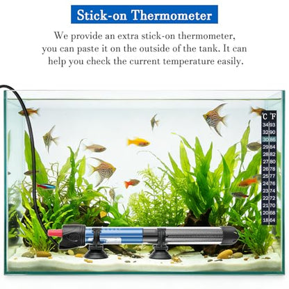 50W 100W 300W Submersible Aquarium Heater, Adjustable Glass Water Heater for 5 – 70 Gallon Fish and Turtle Tank (100W) - size: 100W for 10-30 gallon