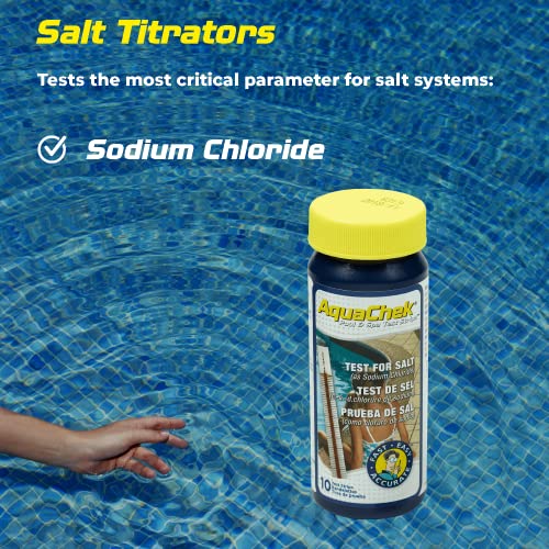 AquaChek Salt Test Strip Titrators for Pools - Salt Water Pool Test Strips for Sodium Chloride - Quick and Accurate Results - Professional Water Quality Testing Kit (10 Strips) - size: 1-Pack