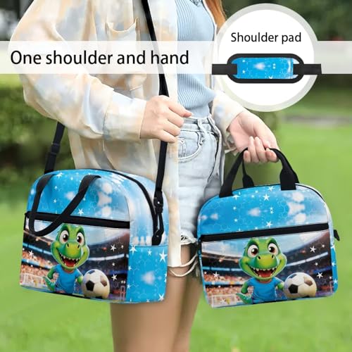 Kids Lunch Bag Dinosaur: Basketball Lunch Bag - Spacious Interior Fits Sandwich + Fruit- Ideal for Basketball Camp, School & Dinosaur Theme Day - color: Dinosaur Basketball