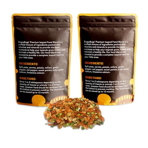 Isoblend Premium Isopod Food Set of 2 All-Natural Dry Vegetable Feed Mix for Isopods, Reptiles, Small Insects, and Invertebrates