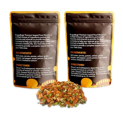 Isoblend Premium Isopod Food Set of 2 All-Natural Dry Vegetable Feed Mix for Isopods, Reptiles, Small Insects, and Invertebrates