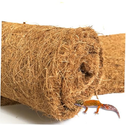 Veemoon 2pcs Natural Coconut Fiber Reptile Mat Breathable Pet Bedding Liner Brown for Tortoise Habitat and Microlandscape Use