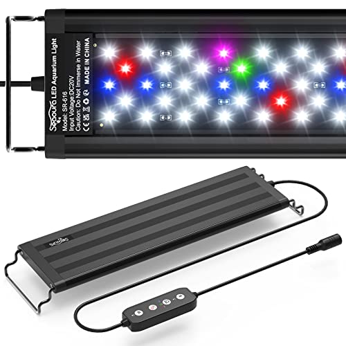 SEAOURA Led Aquarium Light for Plants Growth, Fish Tank Light 12-18 Inch | Full Spectrum Aquarium Lights for Fish Tank with Timer, 10 Dimmer, Extend Bracket, Memory, Auto On Off, 3 Lighting Modes - size: for 12-18 inch tank
