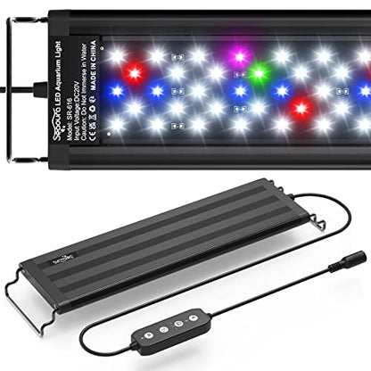 SEAOURA Led Aquarium Light for Plants Growth, Fish Tank Light 12-18 Inch | Full Spectrum Aquarium Lights for Fish Tank with Timer, 10 Dimmer, Extend Bracket, Memory, Auto On Off, 3 Lighting Modes - size: for 12-18 inch tank
