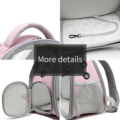 Portable Travel pet Backpack Carrier Hamster Bag Guinea Pig Bird Small Dog cat Turtle Carrier Rabbit Cage Squirrel Bearded Dragon Breathable Hangbag (Pink+Accessories) - color: pink+accessories