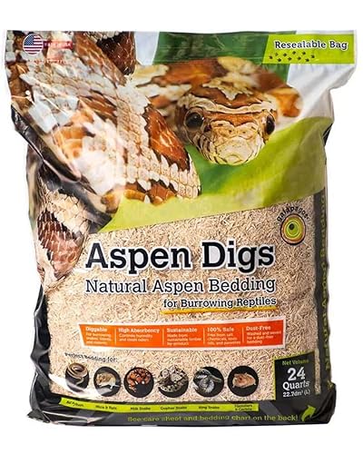 Galápagos (05066) Aspen Digs® Natural Aspen Bedding for Snakes, Reptiles, and Small Animals – Soft and Absorbent Small Animal Bedding for Hamsters, Guinea Pigs, Rabbits, and Snake Enclosures, 24 Quart - size: 24 Quart