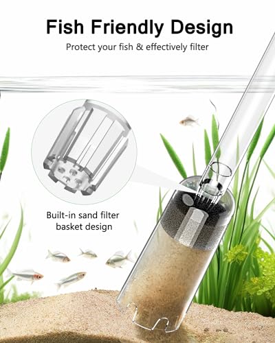 AQQA 4-in-1 Aquarium Gravel Cleaner, Adjustable Flow Fish Tank Vacuum | Multi-use for Water Changing, Gravel Sand Cleaning, Dirty Sucking, Ergonomic Design for Daily Fish Tank Maintenance