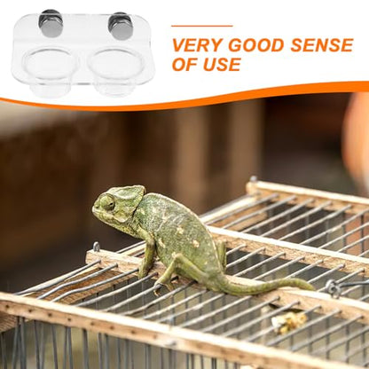 Kisangel Magnetic Reptile Feeding Cup Ledge Gecko Feeder Ledge with 20 Cups Acrylic Food and Water Dish for Small Lizards Terrarium Feeding Rack 4.72 X 2.55 X 2.16 in