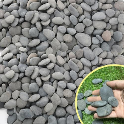 45LB River Rocks,Mexican Beach Pebbles for Plants,Potting,Garden Landscape Stone Paving Stone Grey 1Inch - 2Inch… - size: 45LB, style: Large