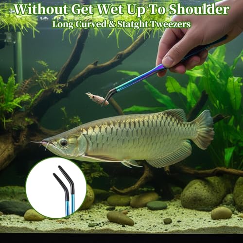3 Pack Reptile Feeding Tongs,Stainless Steel Feeding Tongs, Aquarium Tweezers with 10.6" Straight, Curved and Spoon Tips for Easy Feeding