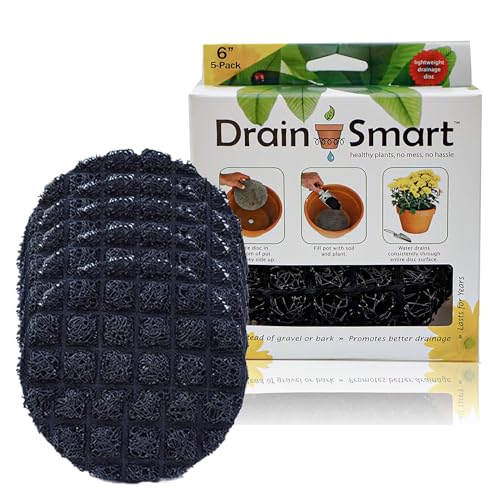 3D Mesh Planter Pot Drainage Insert Disc – Made in USA – Keeps Soil in, Lets Water Drain Out – Cleaner, Lighter Alternative to Gravel for Indoor & Outdoor Planters (6" – 5 Pack) - size: 6" – 5 Pack