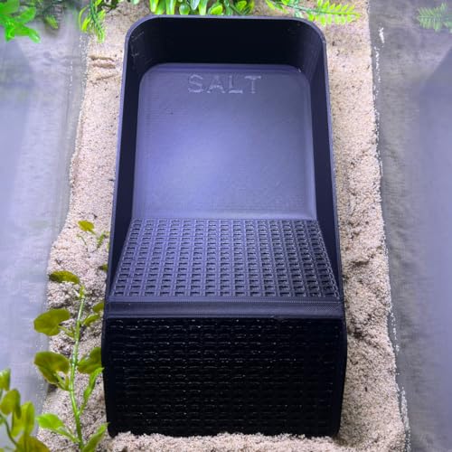 Hermit Crab, Lizard, Turtle, Amphibian XL Watering Pool | Platform Pool Accessory with Access Ramp for Pet Habitats | 9.75" x 5" | Made in USA (X-Large) (Salt Only, Black) - color: Salt Only, Black