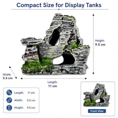 Artificial Moss Rock Cave Aquarium Decor, Fish Tank Hideout, Mountain Terrain Ornament