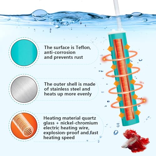 hygger Mini Submersible Aquarium Heater, Turtle and Betta Fish Tank Heater with Five-Key External Controller 78℉、82℉、86℉、90℉、94℉ for Freshwater Small Tank - size: 25W for 0.4~5.3Gal