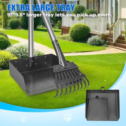 Larger Pooper Scooper Dog Pooper Scooper for Large Medium Small Dogs Heavy Duty Stainless Steel with Long Handle Tray Rake Shovel for Yard - color: 1. Blue