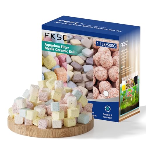 Aquarium Filter Media for Freshwater & Marine Tank Bio House Filter Media with Ceramic Cube Brick & Bio Cube, Helps Maintain Clear Water for Sump, Pond & Koi Fish Tanks - size: 1.1lb-Ceramic Cube