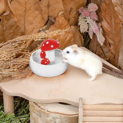 Niteangel Hamster Feeding & Water Bowls: Mushroom Ceramics & Chew-Resistant | Easy to clean & Stable Water Dish Feeding Bowls for Dwarf Syrian Hamsters Gerbils Mice Rats or Other Similar-Sized Small Pets - size: Water Bottle
