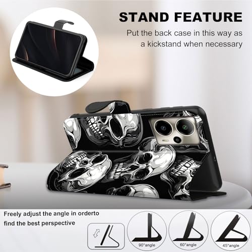 for Cricket Outlast 5G 2024 Wallet case with RFID Blocking Credit Card Holder Kickstand, Folio Flip PU Leather Shockproof Protective Cover for AT&T Motivate Pro 5G, Pattern of Skulls - color: Pattern Of Skulls