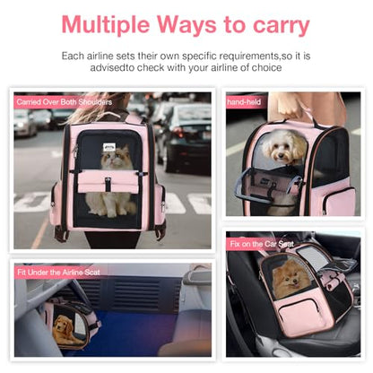 Large Cat Backpack Carrier Expandable Foldable Pet Carrier Backpack for Small Dogs Puppy Medium Cats Fit Up to 18 Lbs for Travel, Hiking,Pink - color: Pink