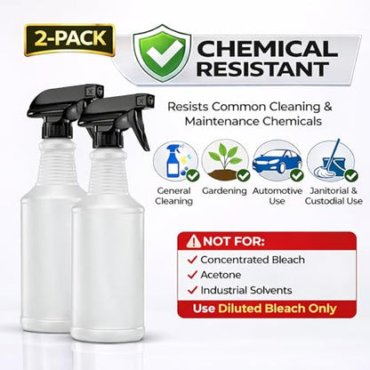 Bar5F 24 oz Spray Bottle Fine Mist and Spray- BPA-Free, Multipurpose | B5F Bottle System, Perfect for Light Cleaning, Gardening, Hydrogen Peroxide, Rubbing Alcohol, Leak-Proof, USA - style: Black (2-Pack) 24-Ounce