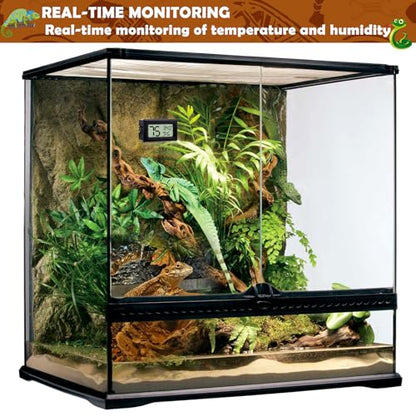 Vodolo Reptile Thermometer and Humidity Gauge,4PCS Digital Adhesive Reptile Hydrometer Thermomete Tank Accessories Pet Supplies for Tortoise Habitat,Chameleon Cage,Iguana,Tree Frog Terrarium - size: 4PCS Rectangular