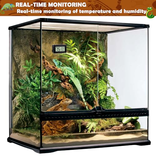 Reptile Thermometer and Humidity Gauge,2PCS Digital Hygrometer Adhesive Reptile Terrarium Hydrometer,Bearded Dragon Tank Accessories,Pet Humidity Meter Supplies for Leopard Crested Gecko,Snake,Lizard - size: 2PCS Rectangular