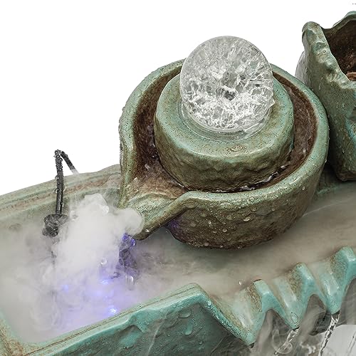 Desktop Water Fountains, Waterfall Fish Tank Indoor Water Fountain Tabletop with Pump & Atomizer, Rockery and Aquariums Water Fall Indoor for Corridor Hall Study Dining Room Bookstore