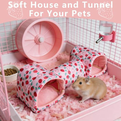Guinea Pig Hideout Tunnel，Hamster Bed Small Animal Hideaway Tube House for Rat Mice Parrot Chinchilla Hedgehog Flying Squirrel Resting Sleeping Playing Washable Warm Bed Plush Nest Habitats