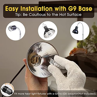 G9 Heat Lamp Bulbs for Reptile Mini Reptile Light Warm 50W 2 Pack | Dimmable G9 Mini Heat Bulb Warm White 50W, 2 Pin Base UVA Reptile Heat Lamp, Bearded Dragon Gecko Turtle Lizard, 2 Pack - color: Cream, size: G9 Heat Bulb