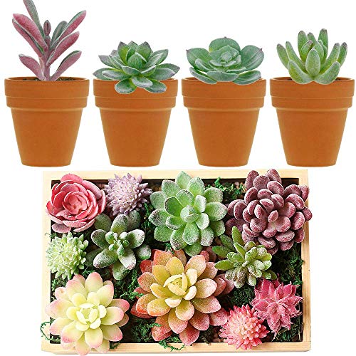 Artificial Succulents, 16 Pack Fake Succulents Plants Artificial Small Fake Plants Faux Succulents Unpotted for Lotus Landscape Decorative Garden Arrangement Decor - size: 1.5-3.5 inches (4-9 cm)