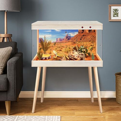 Royxen Bearded Dragon Tank,31 Gallon Reptile Tank with Leg Stand,Built-in Lighting Reptile Enclosure,Tempered Glass Bearded Dragon Encloure for Chameleon (Oak,24"x 16"x 16") - color: Oak, size: 31 Gallons,24"x16"x16"