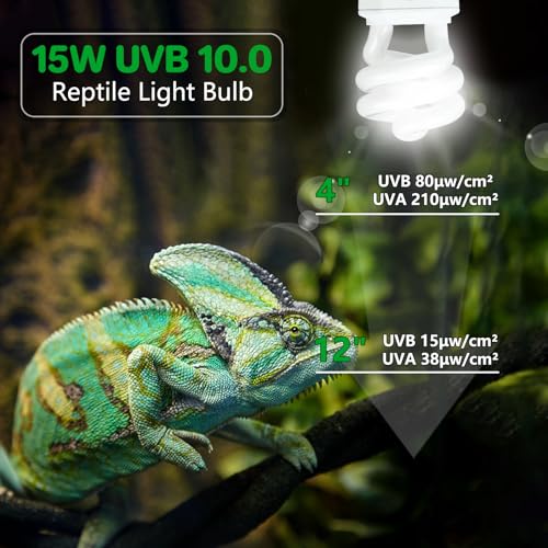LUCKY HERP UVA UVB Reptile Light 5.0, Tropical UVB 100 Compact Fluorescent Lamp, UVB Light for Reptiles 15W, UVA UVB Reptile Light Bulb, UVB Bulb for Reptiles Chameleons Lizards Tortoises Snakes - style: UVB5.0 15W