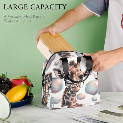 Giraffe Lunch Bag for Women Men | Insulated Lunch Box Leakproof Food Meal Containers Reusable Foldable 6L Capacity Lunch Tote Bags for Work Picnic Travel - color: style-17