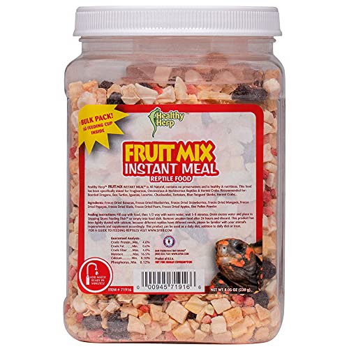 Healthy Herp Fruit Mix Instant Meal Reptile Food - Bearded Dragon Accessories & Bearded Dragon Food - Nutritious Blend for Bearded Dragons, Box Turtles, Tortoises, Hermit Crabs - 8.05 oz (230g) - size: 9.1 Ounce (Pack of 1), style: Jar