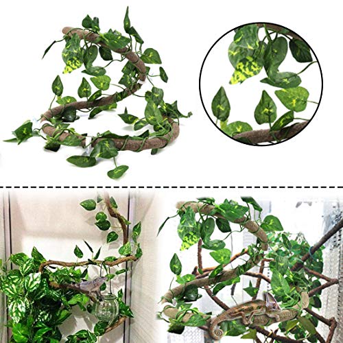 PINVNBY Bearded Dragon Tank Accessories,Reptiles Resin Human Skull Habitat Decor,Lizard Hammock Coconut Shell Hut Hideouts Cave Jungle Climber Vines Leaves Decorations for Chameleon Snake Spider Gecko