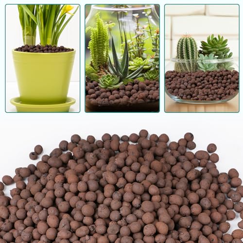 10 lbs LECA Clay Pebbles for Plants, 4-16mm Lightweight Clay Balls | for Plants Drainage, Hydroponic Growing, Aquaponics, Orchid Potting Mix, Natural LECA Balls for Soil Root Development